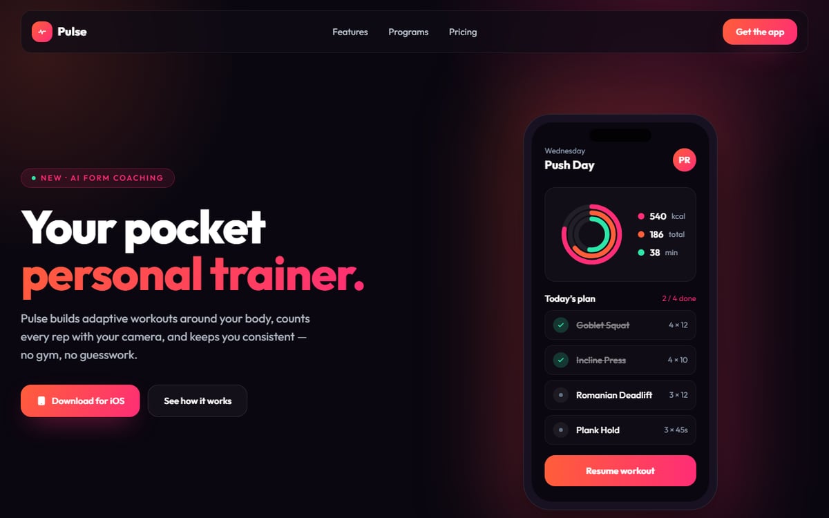 Pulse — Fitness App Landing